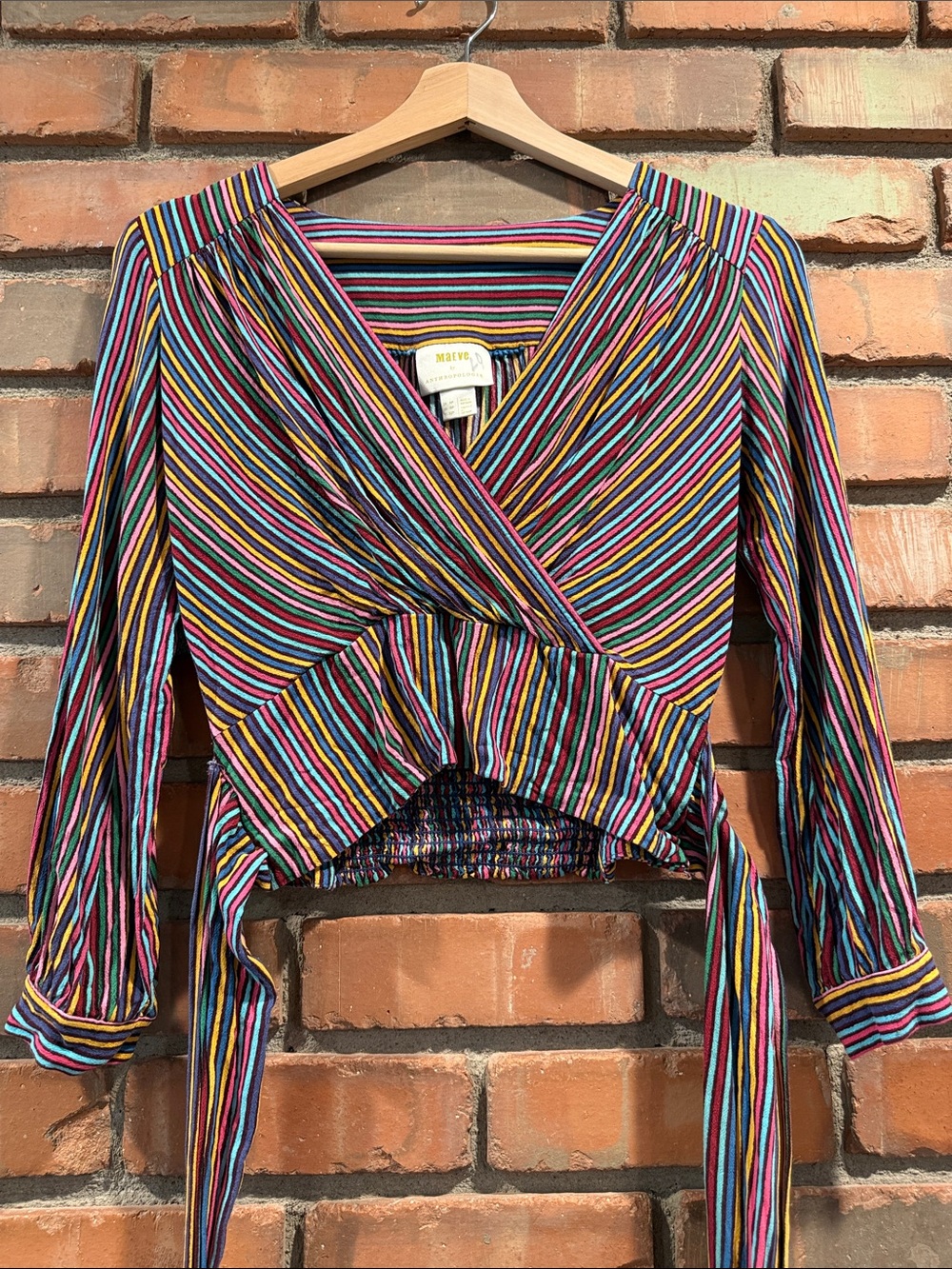 Maeve Multicolor Striped Wrap Top